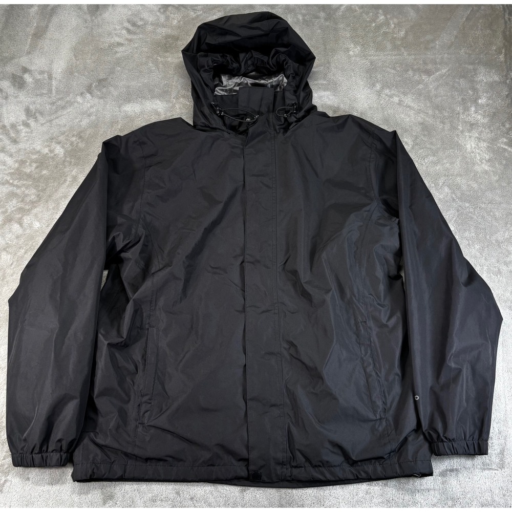 33,000ft Rain Jacket Mens Large Black Excellent Waterproof Hooded Windbreaker